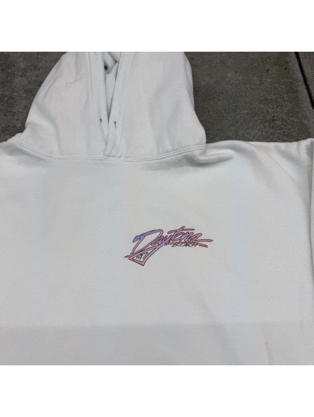 vintage daytona beach florida biker white hoodie size xl - Picture 6 of 8